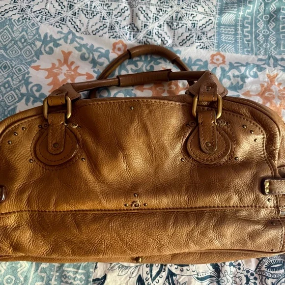 Chloe Brown and Gold Satchel with Vintage Appeal - Picture 2 of 12
